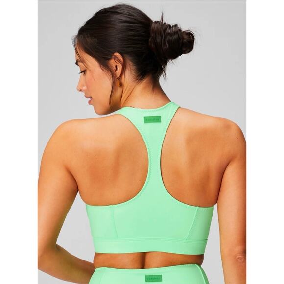 Fabletics Zip-Front Racerback Swim Top (Size M) -Sugared Lime/Hyper Turf - Picture 5 of 12